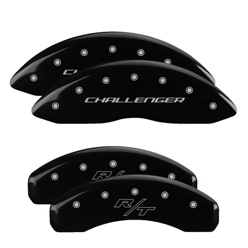 MGP 4 Caliper Covers Engraved Front Block/Challenger Engraved Rear Vintage Style/RT Blk fnsh slvr ch- 12088SCBRBK