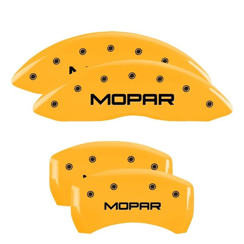 MGP 4 Caliper Covers Engraved Front & Rear MOPAR Yellow - 32016SMOPYL