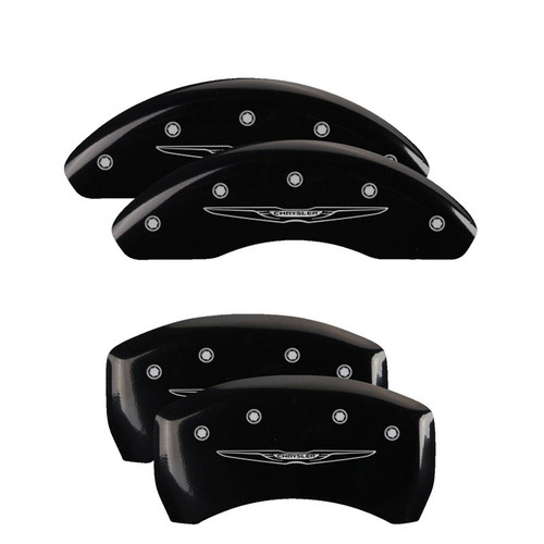 MGP 4 Caliper Covers Engraved Front & Rear Style 2/Chrysler Wing Black - 32022SCW2BK