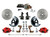 Power Kit W/ 2" Drop Spindles Drilled Rotors & Red Calipers - LEED Brakes RFC1003-M105X