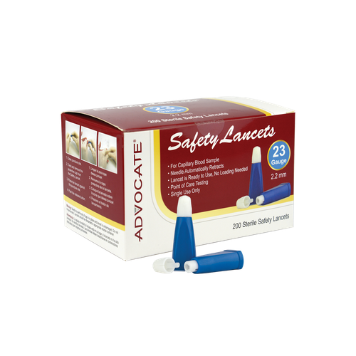 Advocate Safety Lancets - 23G x 2.2mm 200/box (894046001905)