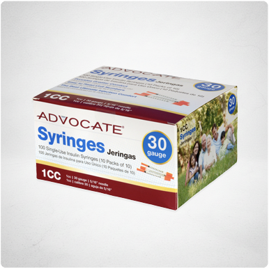 Advocate U-100 Insulin Syringes 30G 1cc 5/16" 100/box (894046001622)