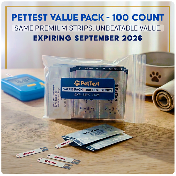 PetTest Foil Wrapped Strip Box - Value Pack 100 Count (Exp. Sept. 2026) (VP-852982006835)