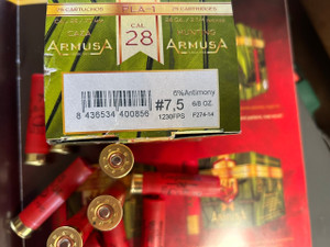 ARMUSA 28 GAUGE (3/4 OZ) #7.5 - 1230 FPS (1 BOX OF 25 SHELLS) FROM $13.49 + FREE SHIPPING