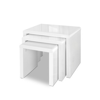 Artiss Set of 3 White Glossy Nesting Tables Coffee Drinks Storage Apartment Room