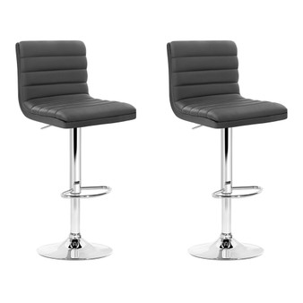 Artiss Set of 2/4 PU Leather Lined Pattern Bar Stools- Grey/White/Black/Chrome