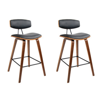 Artiss Set of 2/4 PU Leather Circular Footrest Bar Stools - Black