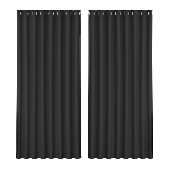 Artiss 2X Blockout Curtains Blackout Window Curtain Eyelet 300x230cm Black