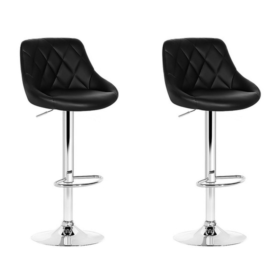 Artiss Set of 2/4 Bar Stools PU Leather Diamond Style - Black Durable In Use