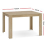 Artiss Dining Table 4 Seater Wooden Tables Oak/White 120cm Cafe Restaurant