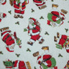 White Christmas Santa Print Poplin Fabric
