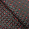 Red Stitch Double Box Quilted Vinyl Fabric
