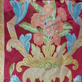 Luxury Ruby Silky Asian Tapestry Fabric Upholstery