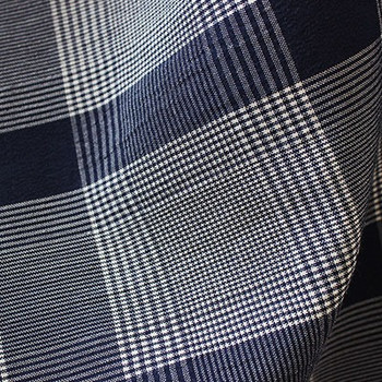 Navy Polyester Check Clearance (D)