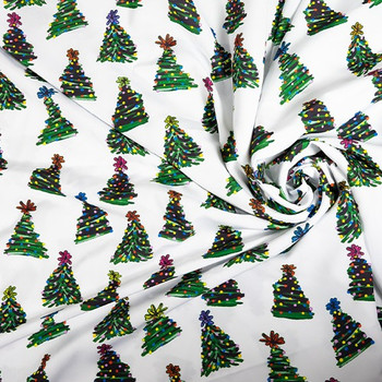 White Tinsel Tree Christmas Fabric