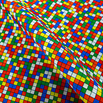 Multi Rubik's Cube Print 100% Polyester Fabric