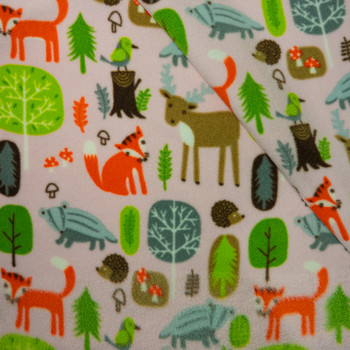 WOODLAND FLEECE FABRIC BABYPINK