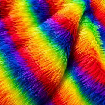 Rainbow Faux Fur Fabric