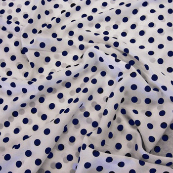 Navy Spots Polka Dots on Chiffon