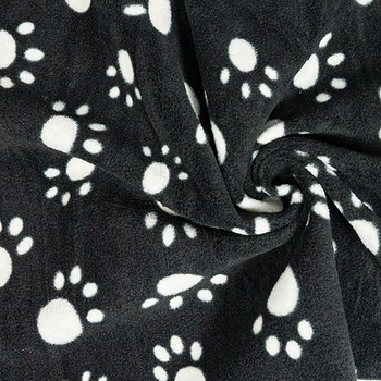 Black Fleece Fabric Printed Paws