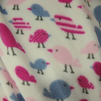 Pink Little Birds Fleece Fabric