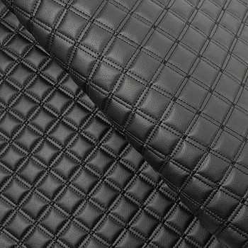 Black Stitch Double Box Quilted Vinyl Fabric