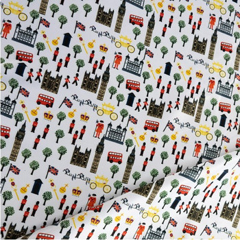 White Big Ben Boulevard Printed fabric