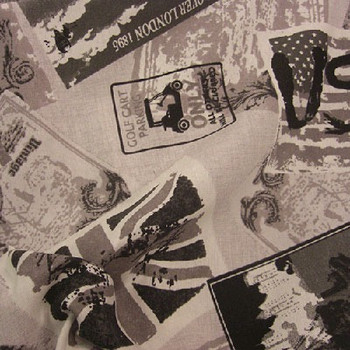 Grey (Gris) Banderas Wide Width Curtain Fabric