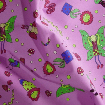 Lilac Teredo Fun Bugs Polycotton Drill Fabric