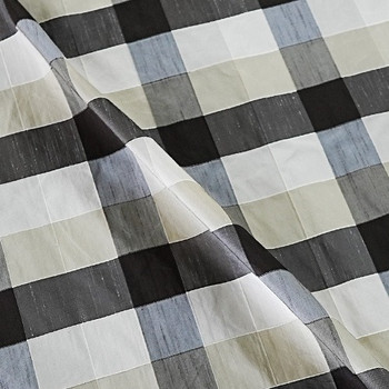Saber Silk Dupion Checks Tibet Fabric