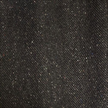 Black Herringbone Tweed Fabric
