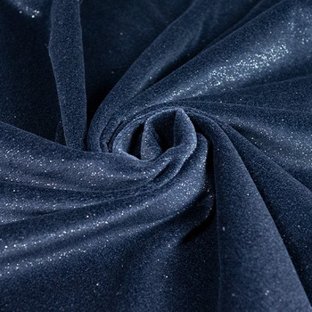 Navy Luxury Glitter Velvet Fabric