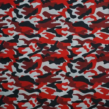 Flame Red Camo Waterproof Fabric PU 4oz Fabric