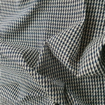 Beige Dogtooth Stretch Wool Blend Fabric