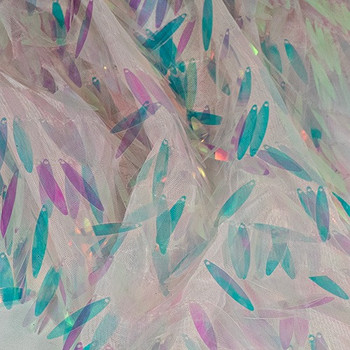 Pink Hologram Mermaid Tear Drop Sequin Fabric