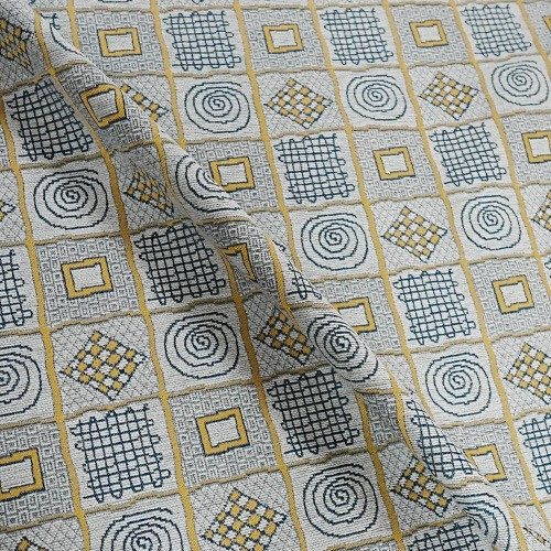 Baby Blue Aztec Patchwork Upholstery Fabric