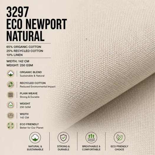 Eco Newport  - Organic Cotton Linen Blend  Naturals Fabric Collection