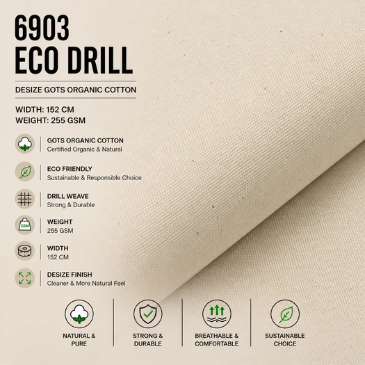 Eco Drill -  100% Organic Cotton Naturals Fabric Collection