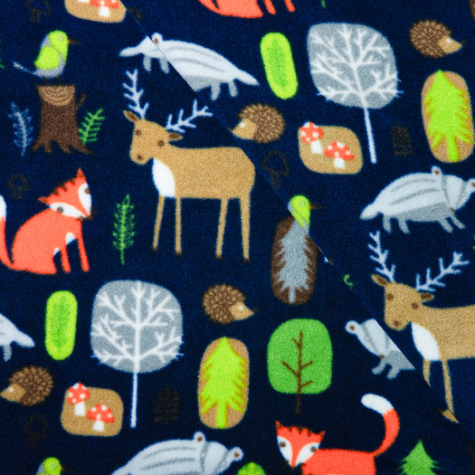 WOODLAND FLEECE FABRIC NAVY