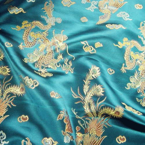 Aqua Dragon Chinese Dragon Brocade