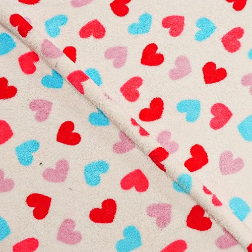 Hearts Coral Fleece Fabric