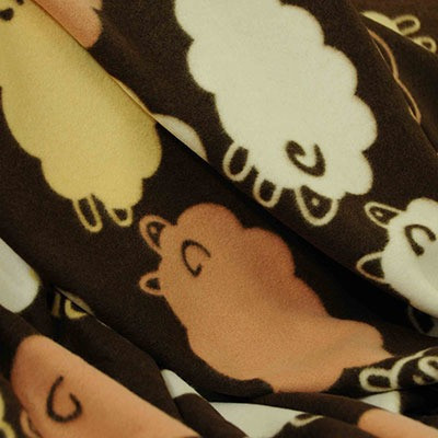 Brown 16 Happy Sheep Fleece Fabric