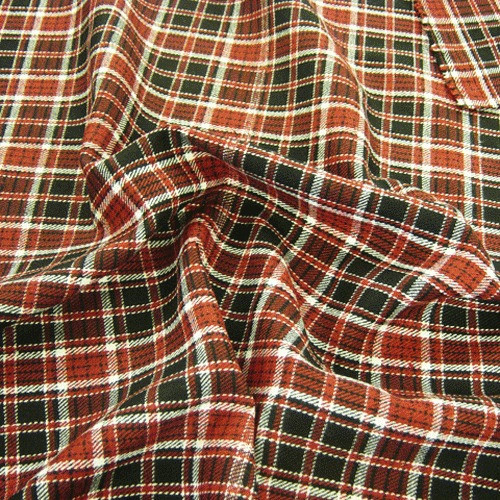 Red Poly Viscose Check