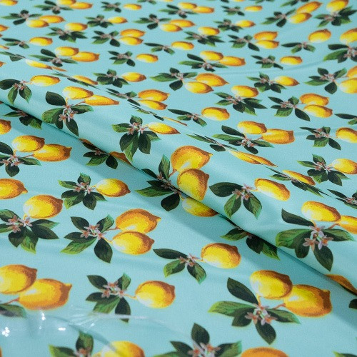 Multi Raining Lemon Printed Fabric