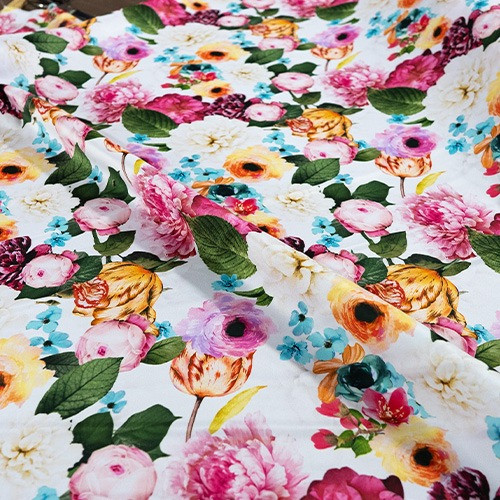 Multi Floral Flourish Printed Fabric