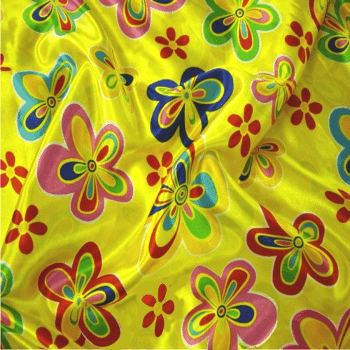 Yellow Multi Coloured Satin Flowers