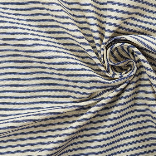 Blue & White Herringbone Ticking fabric