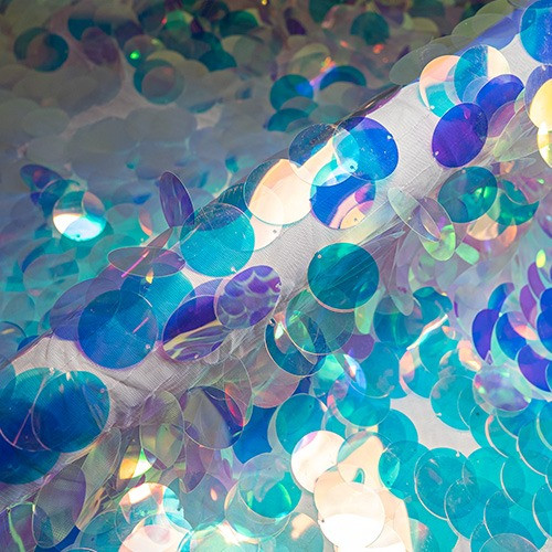 Pink Hologram Mermaid Large Round Sequin Fabric