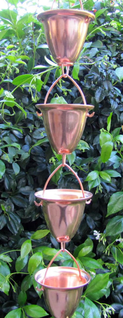 Stanwood Rain Chain: 2-ft Extension Copper Rain Chain Large Cups Stanwood  Imports