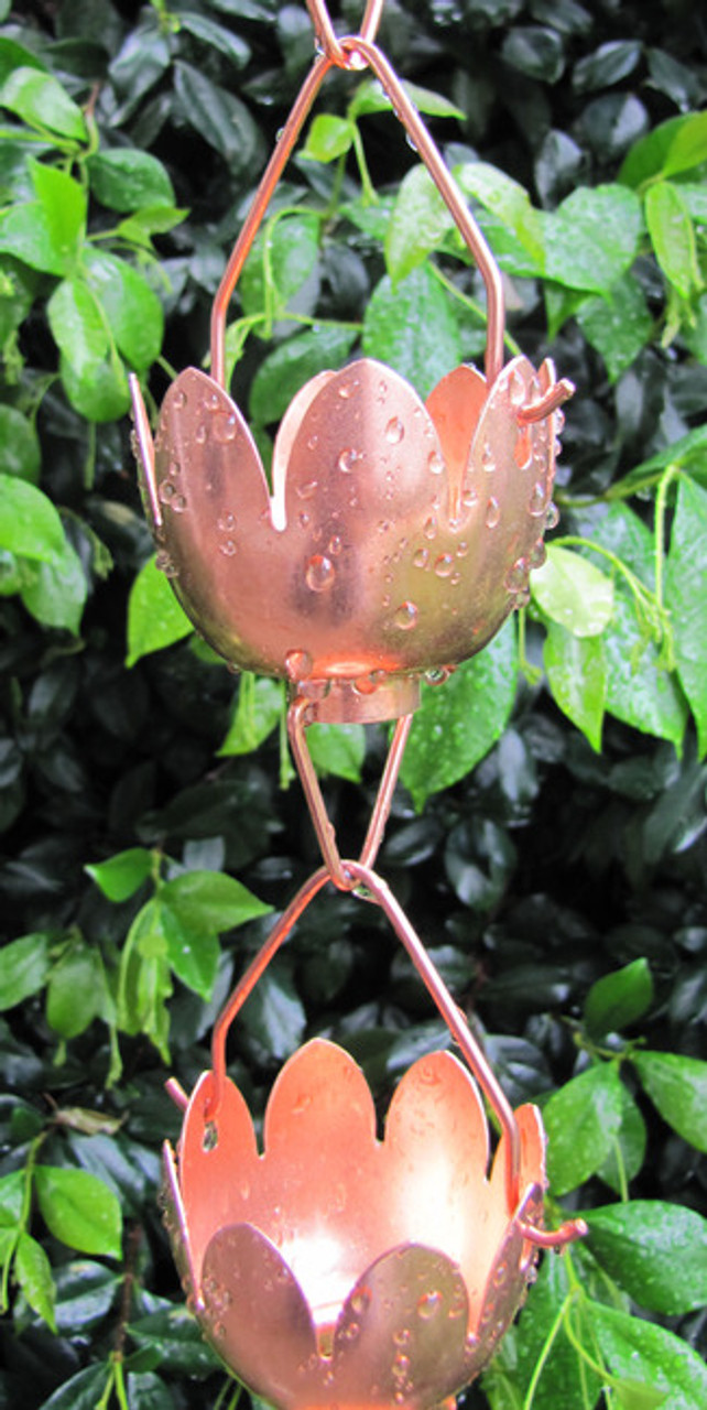 Stanwood Rain Chain: 2-ft Extension Copper Rain Chain Lotus Lily Stanwood  Imports